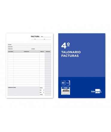 Talonario liderpapel facturas cuarto original y 2 copias t316 con i.v.a.