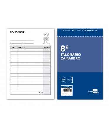 Talonario liderpapel camarero 8º original y copia t202