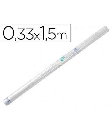 Rollo plastico adhesivo liderpapel 0.33x1.50 50 mc forralibros removible
