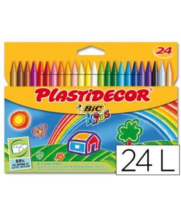 Lapices cera plastidecor caja de 24 colores surtidos