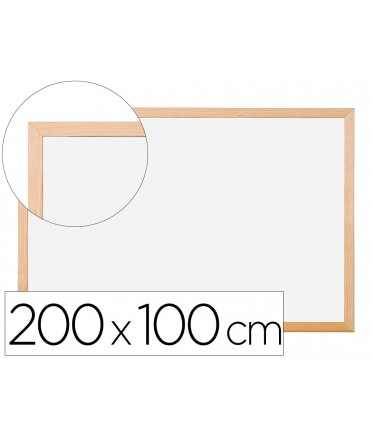 Pizarra blanca q-connect laminada marco de madera 200x100 cm