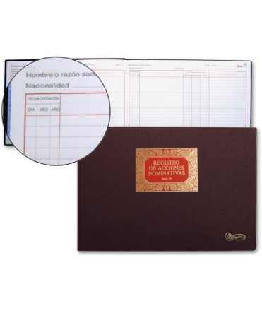 Libro miquelrius n.75 folio apaisado 100 hojas registro de acciones nominativas