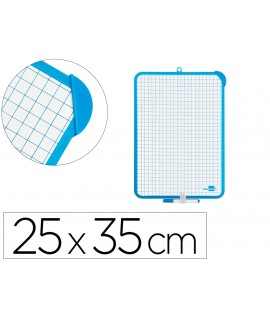 Pizarra blanca liderpapel 25x35 cm doble cara lisa y cuadriculada con rotulador y borrador