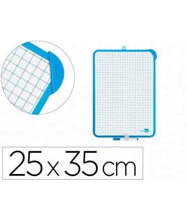 Pizarra blanca liderpapel 25x35 cm doble cara lisa y cuadriculada con rotulador y borrador