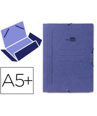 Carpeta liderpapel gomas tres solapas carton pintado cuarto color azul