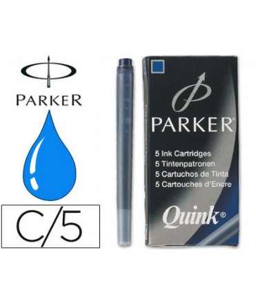Tinta estilografica parker azul permanente caja de 5 cartuchos