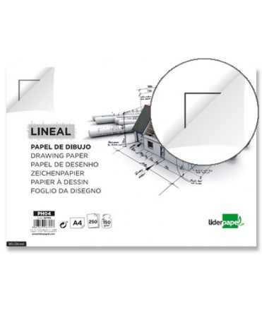 Papel dibujo liderpapel 210x297mm 150 g con cajetin para datos