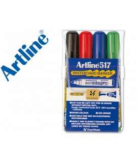 Rotulador artline pizarra ek517/w4 punta redonda 2 mm bolsa de 4 unidades colores surtidos