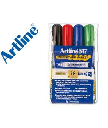 Rotulador artline pizarra ek-517/4 punta redonda 2 mm bolsa de 4 unidades colores surtidos