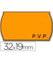 Etiquetas meto onduladas 32x19 mm pvp adh.2 fluor naranja rollo 1000 etiquetas
