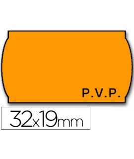 Etiquetas meto onduladas 32x19 mm pvp adh.2 fluor naranja rollo 1000 etiquetas