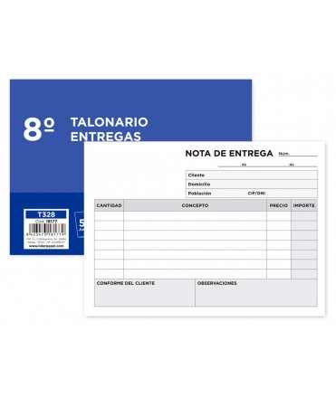 Talonario liderpapel entregas 8º original y 2 copias t328 apaisado