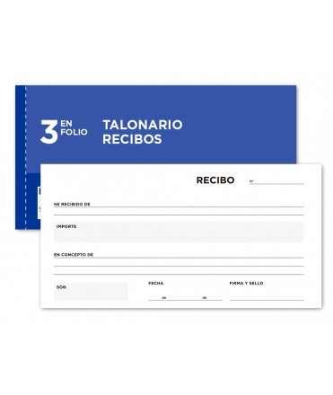 Talonario liderpapel recibos 3/fº apaisado original y 2 copias sin matriz