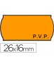 Etiquetas meto onduladas 26x16 mm pvp adh.2 fluor naranja rollo 1200 etiquetas