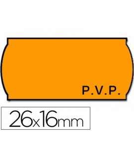 Etiquetas meto onduladas 26x16 mm pvp adh.2 fluor naranja rollo 1200 etiquetas