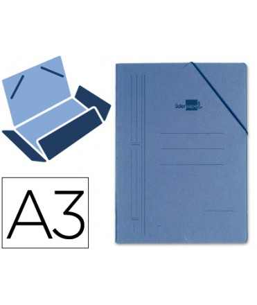 Carpeta liderpapel gomas tres solapas carton prespan a3 color azul