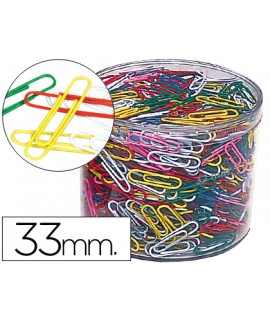 Clips colores liderpapel bote 1000 unidades colores surtidos