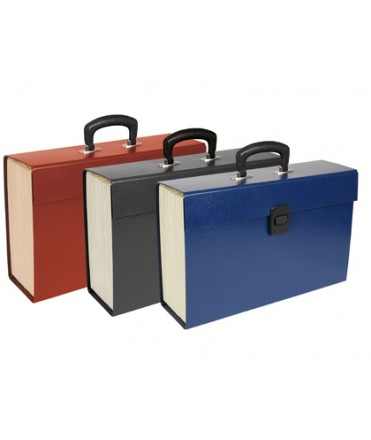 liderpapel briefcase with gusset and handle lined cardboard 19 apartments 255x390x120 mm assorted colours