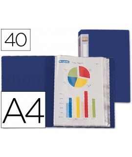 Carpeta liderpapel personaliza 31722 40 fundas polipropileno din a4 azul lomo personalizable