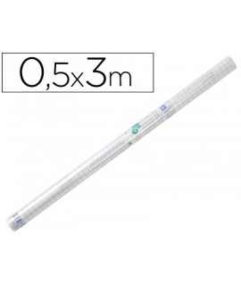 Rollo plastico adhesivo liderpapel 0.50x3 mt 50 mc forralibros removible