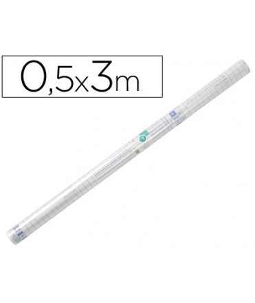 Rollo plastico adhesivo liderpapel 0.50x3 mt 50 mc forralibros removible