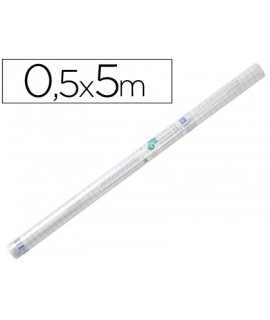 Rollo plastico adhesivo liderpapel 0.50x5 mt 50 mc forralibros removible