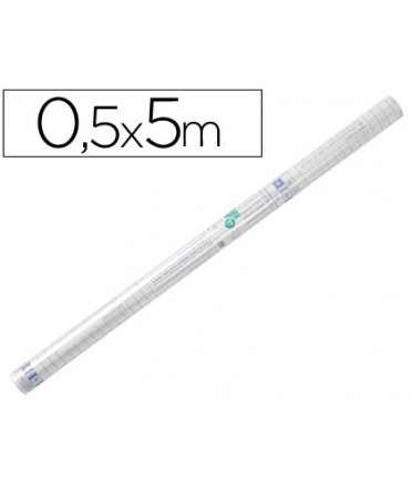 Rollo plastico adhesivo liderpapel 0.50x5 m 50 mc forralibros removible