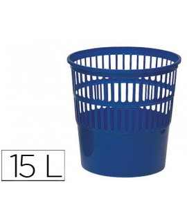 Plastic waste bin q-connect 15 liters blue grid 285x290 mm