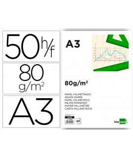 Bloc papel milimetrado liderpapel encolado 297x420 mm 50 hojas 80 g