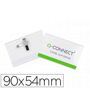 Identificador con pinza e imperdible q-connect kf01567 54x90 mm