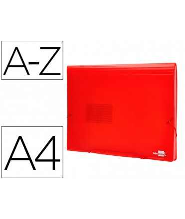 Carpeta liderpapel clasificador fuelle 32110 polipropileno din a4 roja transparente 13 departamentos