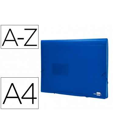 Bellows liderpapel folder 32112 polypropylene din a4 transparent blue 13 departments