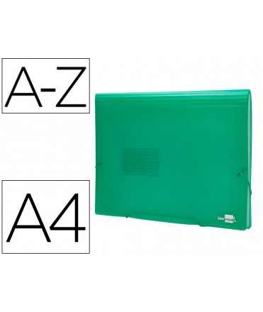 Carpeta liderpapel clasificador fuelle 32113 polipropileno din a4 verde transparente 13 departamentos