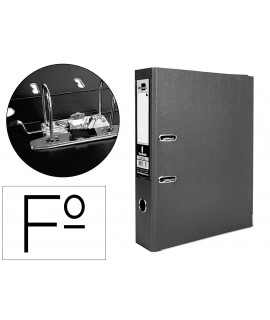 Documenta liderpapel folio lever file cabinet lined pvc with rado spine 75mm black metal compressor