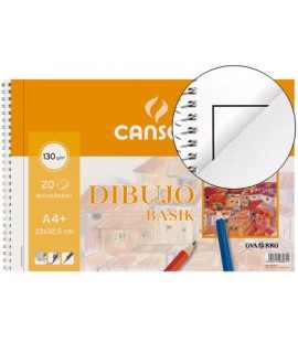 Bloc dibujo basik din a4+ espiral 23 x 32.5 cm 20 hojas microperforado 2 taladros -con recuadro