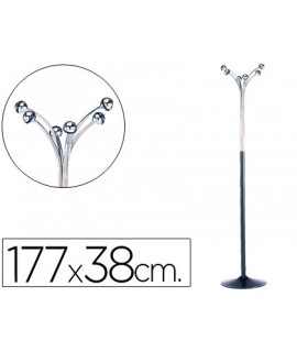 Metal coat rack with 6 hangers black/chrome color 177x38 cm