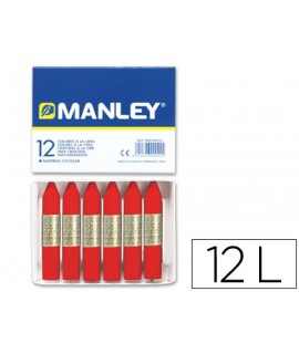 Lapices cera manley unicolor rojo escarlata n.9 caja de 12 unidades