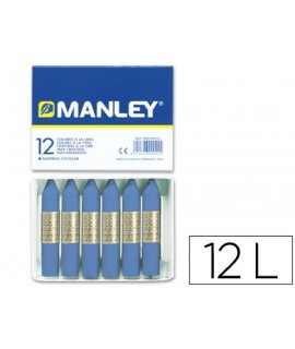 Lapices cera manley unicolor azul ultramar n.18 caja de 12 unidades