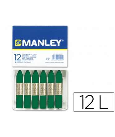 Lapices cera manley unicolor verde esmeralda n.24 caja de 12 unidades