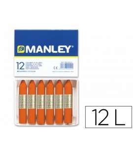 Lapices cera manley unicolor naranja n.6 caja de 12 unidades