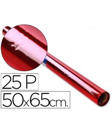 Papel celofan rollo trepado rojo 25 hojas de 50x65 cm