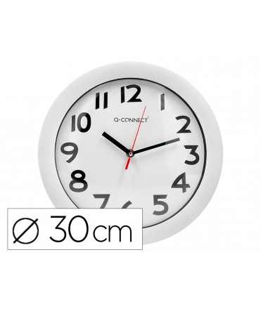 Reloj q-connect de pared plastico oficina redondo 30 cm marco blanco