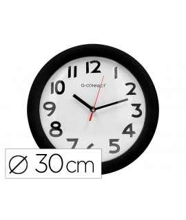 q-connect Plastic Office Wall Clock Round 30cm Black Frame