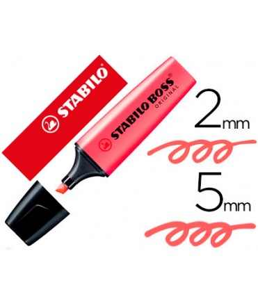 Rotulador stabilo boss fluorescente 70 rojo