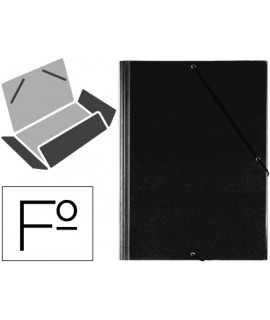 Carpeta saro gomas tres solapas plastico folio color negro