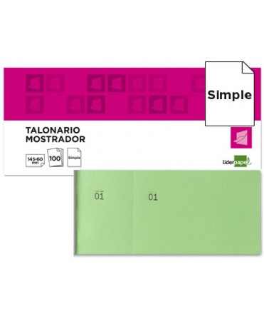 Talonario liderpapel mostrador 60x145 mm tl06 verde con matriz