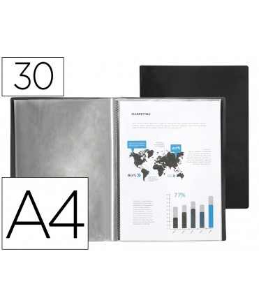 Carpeta liderpapel escaparate 37925 30 fundas polipropileno din a4 negro opaco