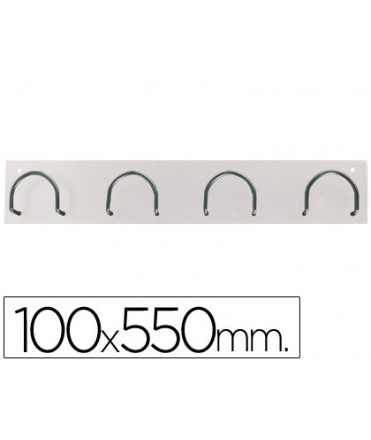 Metal coat rack 611 wall 4 hangers white color 55x10x5 cm