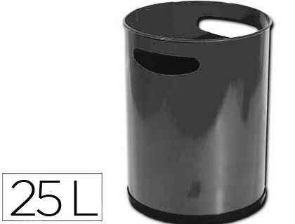Papelera metálica 15 Litros con tapa 32,5 x 26 cm (Negra)