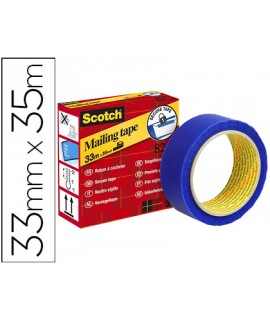 Cinta adhesiva scotch postal azul rollo de 35 mt x 33 mm 820